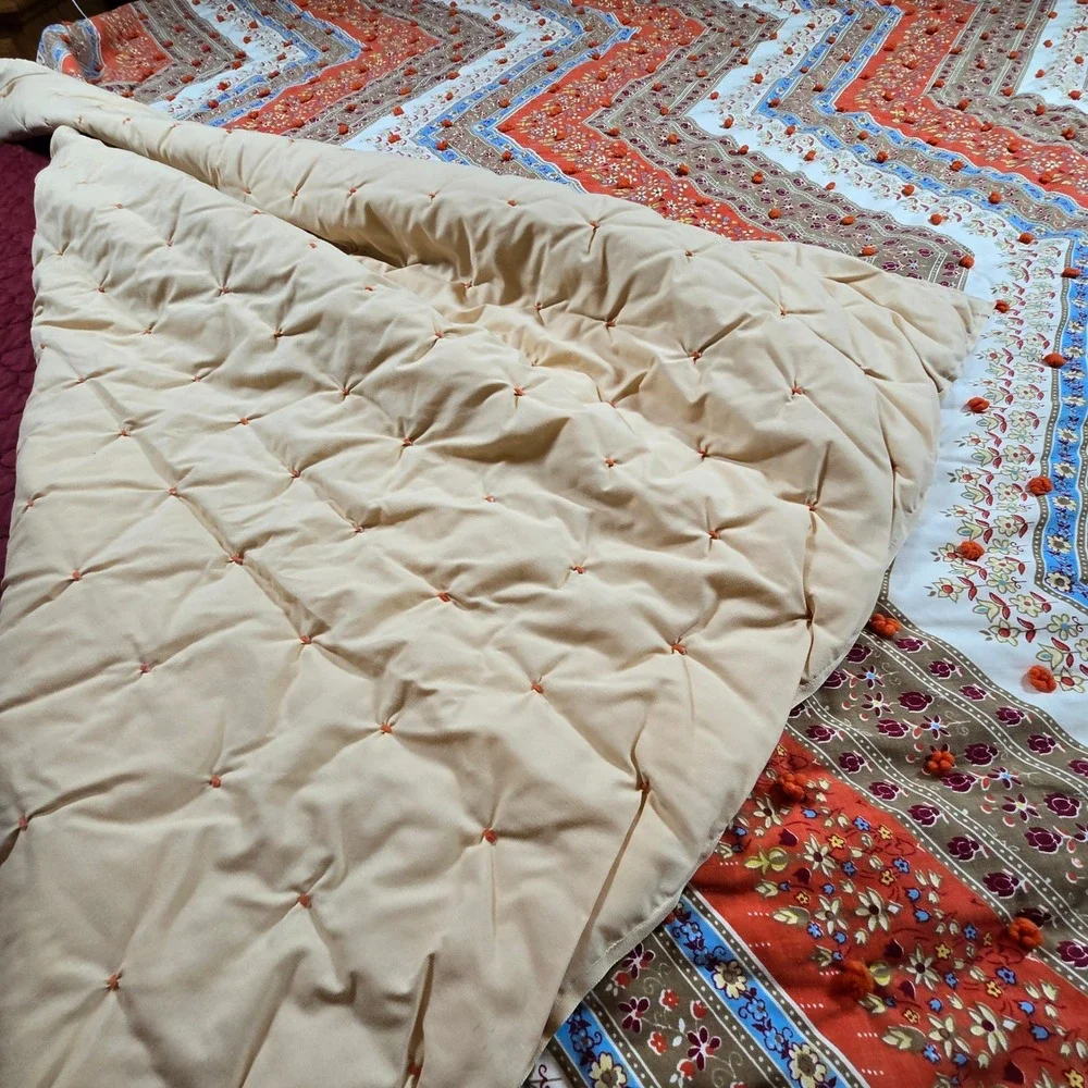 Handmade Quilt Blanket Throw Vintage 1970s‎ Cabin Farmhouse 80 x 93 Queen Size